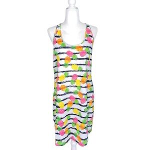 RACERBACK TANK LOUNGE DRESS W/ PINEAPPLE PATTERN · SIZE S/M